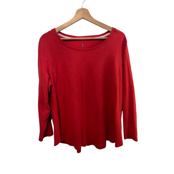 Isaac Mizrahi Live Red Long Sleeve Scoop Neck Top Women's Size 1X Shirt - Picture 1 of 4